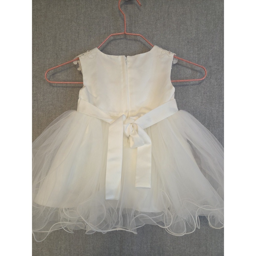 Girls Christening Baptism Wedding Dress Infant 6 Months Tulle Princess Bow White - Picture 2 of 9